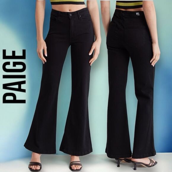 PAIGE Women’s Genevieve High Waisted Flare Jeans in the Size 32 in the Black - Picture 1 of 6